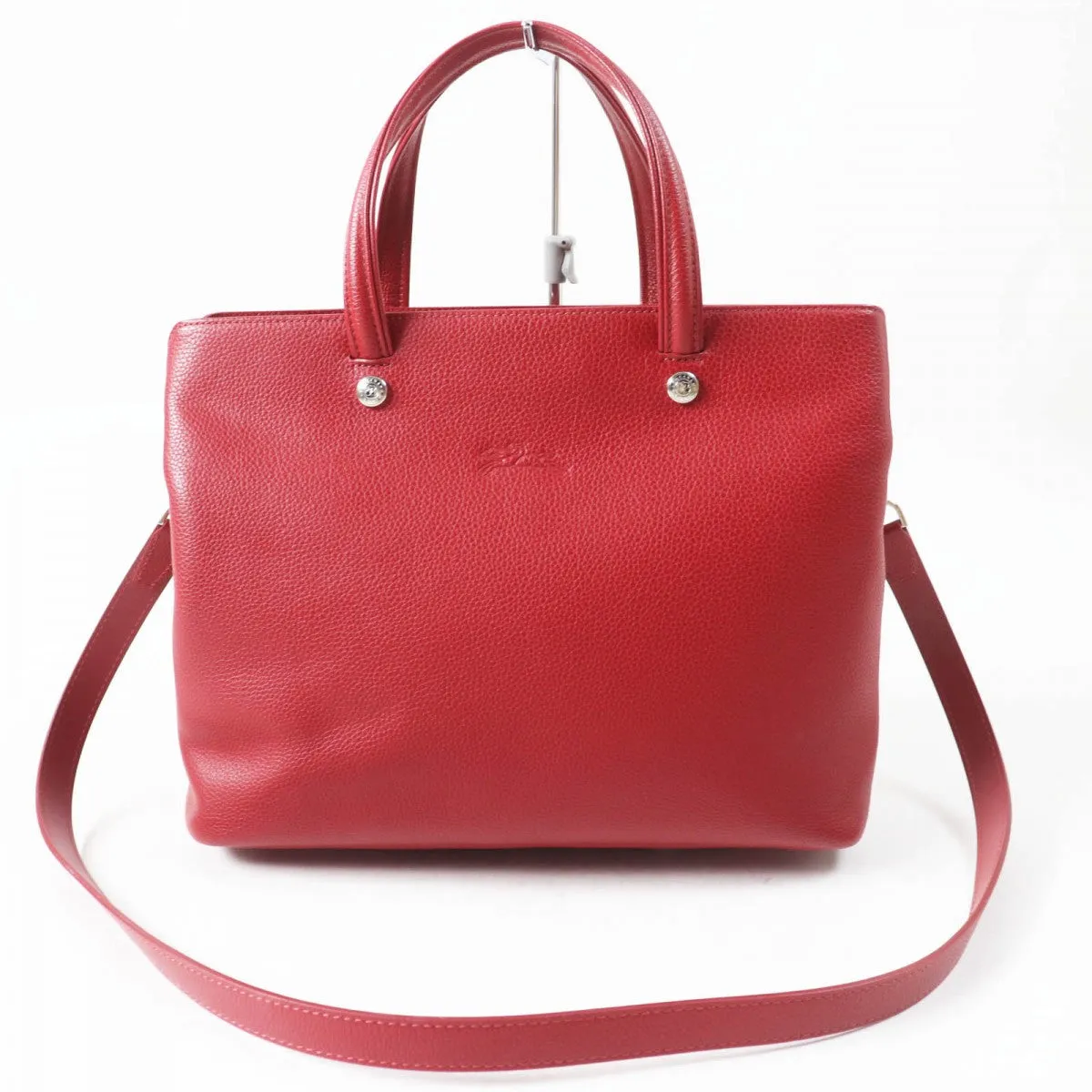 Longchamp Shoulder Bag leather Red Le flowne