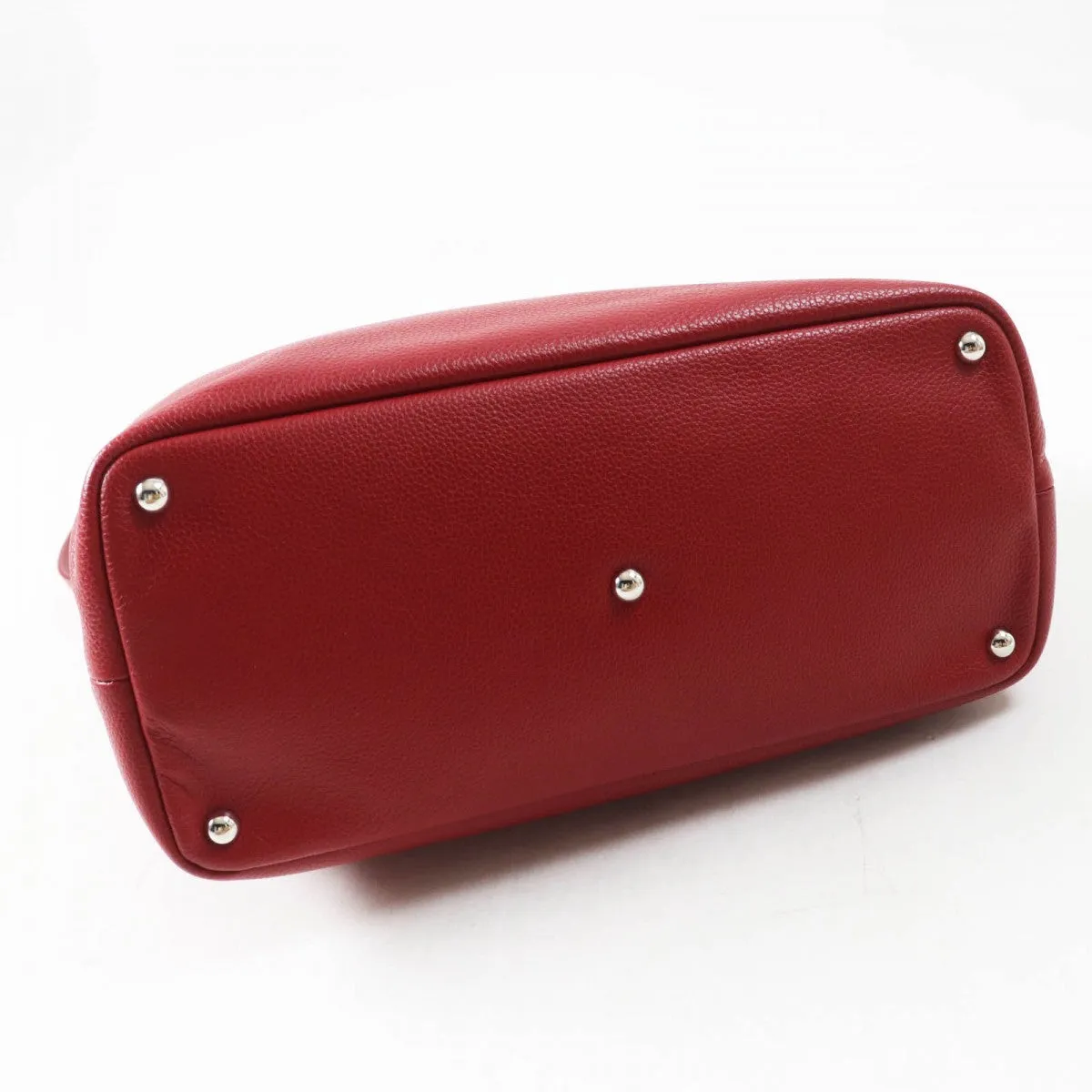 Longchamp Shoulder Bag leather Red Le flowne