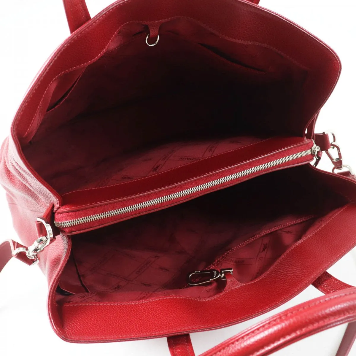 Longchamp Shoulder Bag leather Red Le flowne