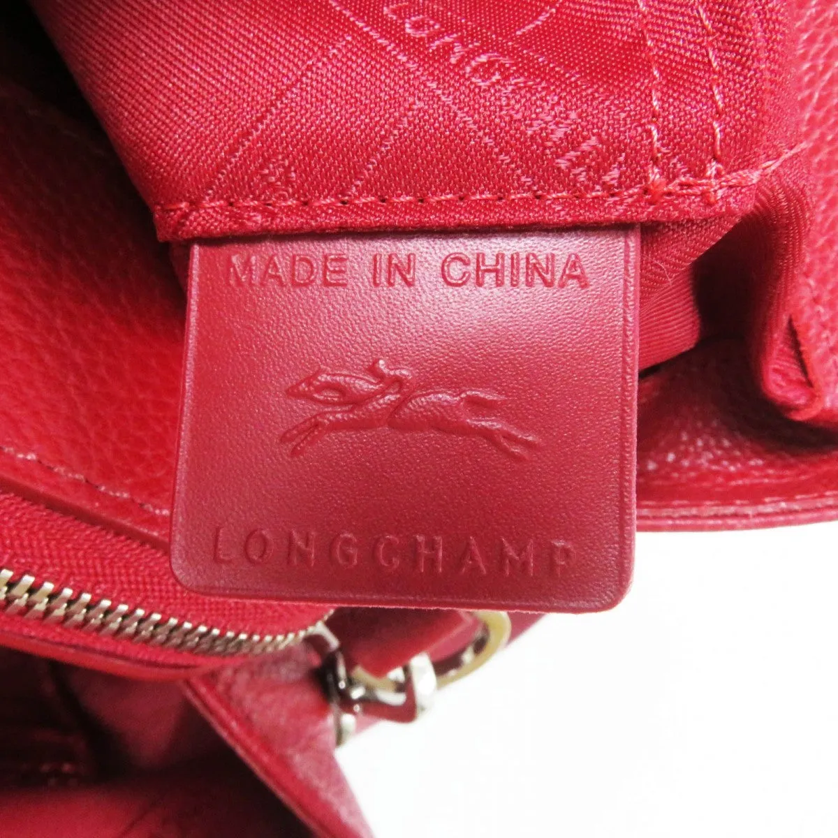 Longchamp Shoulder Bag leather Red Le flowne