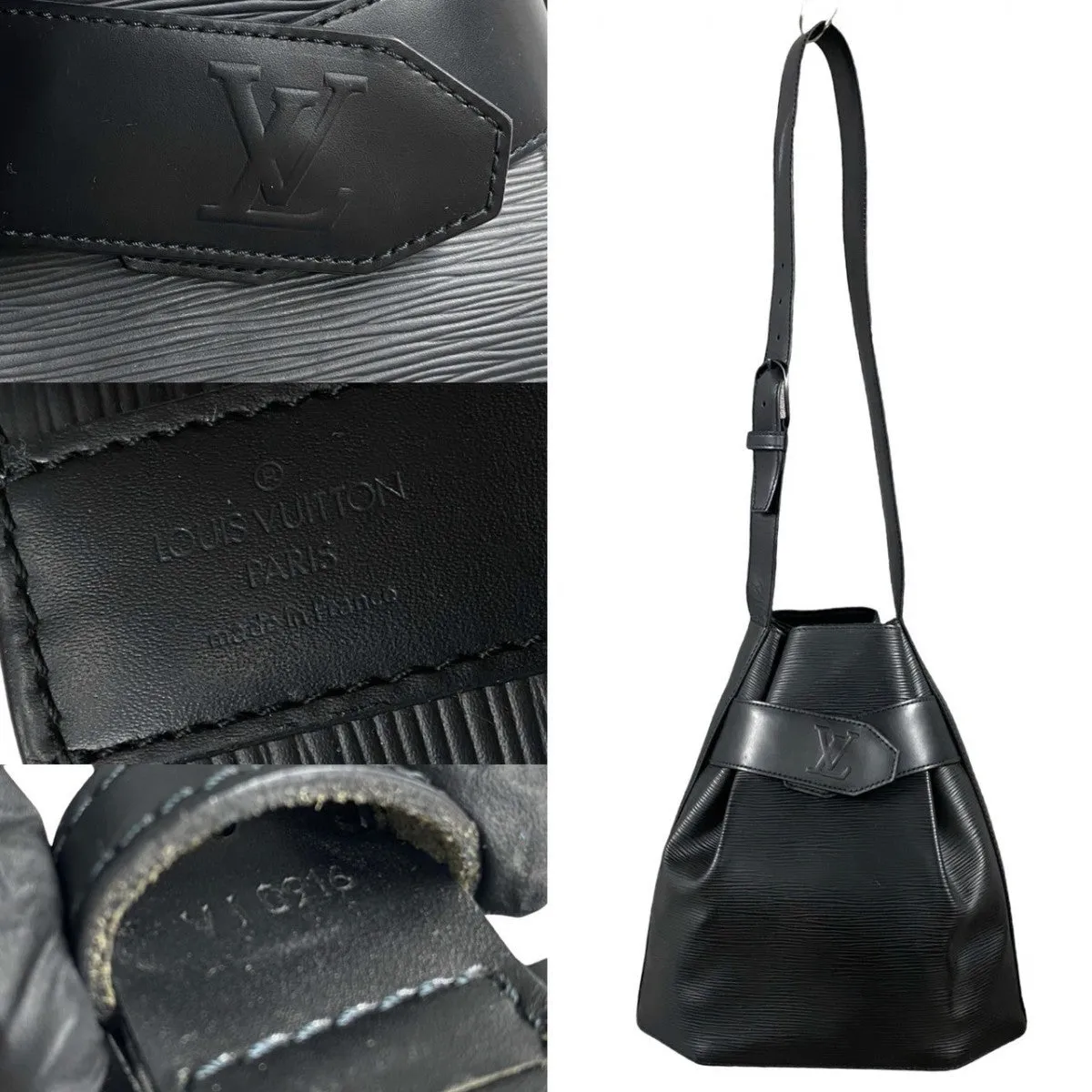 LOUIS VUITTON Shoulder Bag leather black Epi Sac De Paul PM