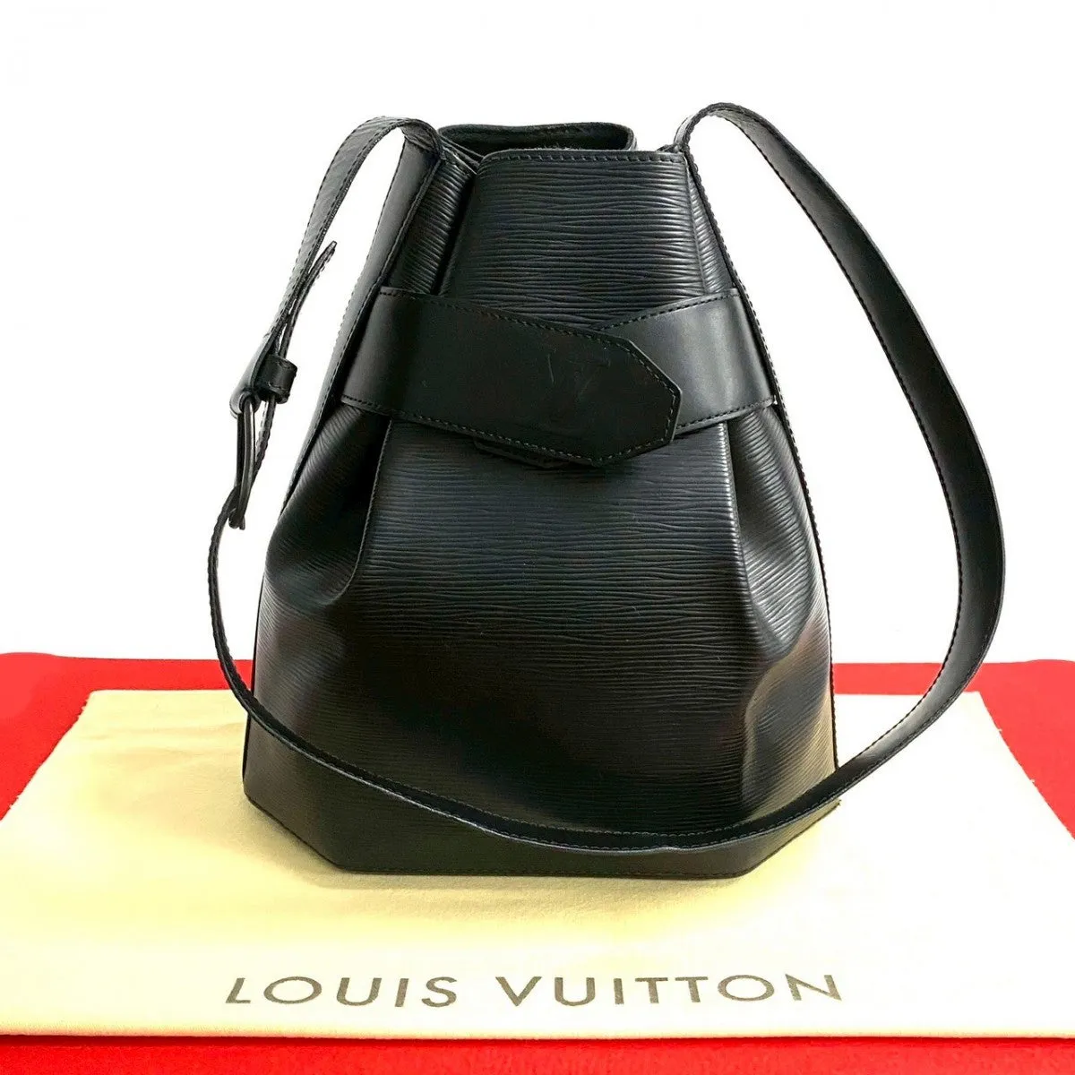 LOUIS VUITTON Shoulder Bag leather black Epi Sac De Paul PM
