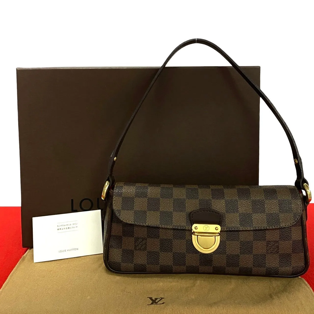 LOUIS VUITTON Shoulder Bag Leather, PVC Brown Damier Ravello PM Women Used