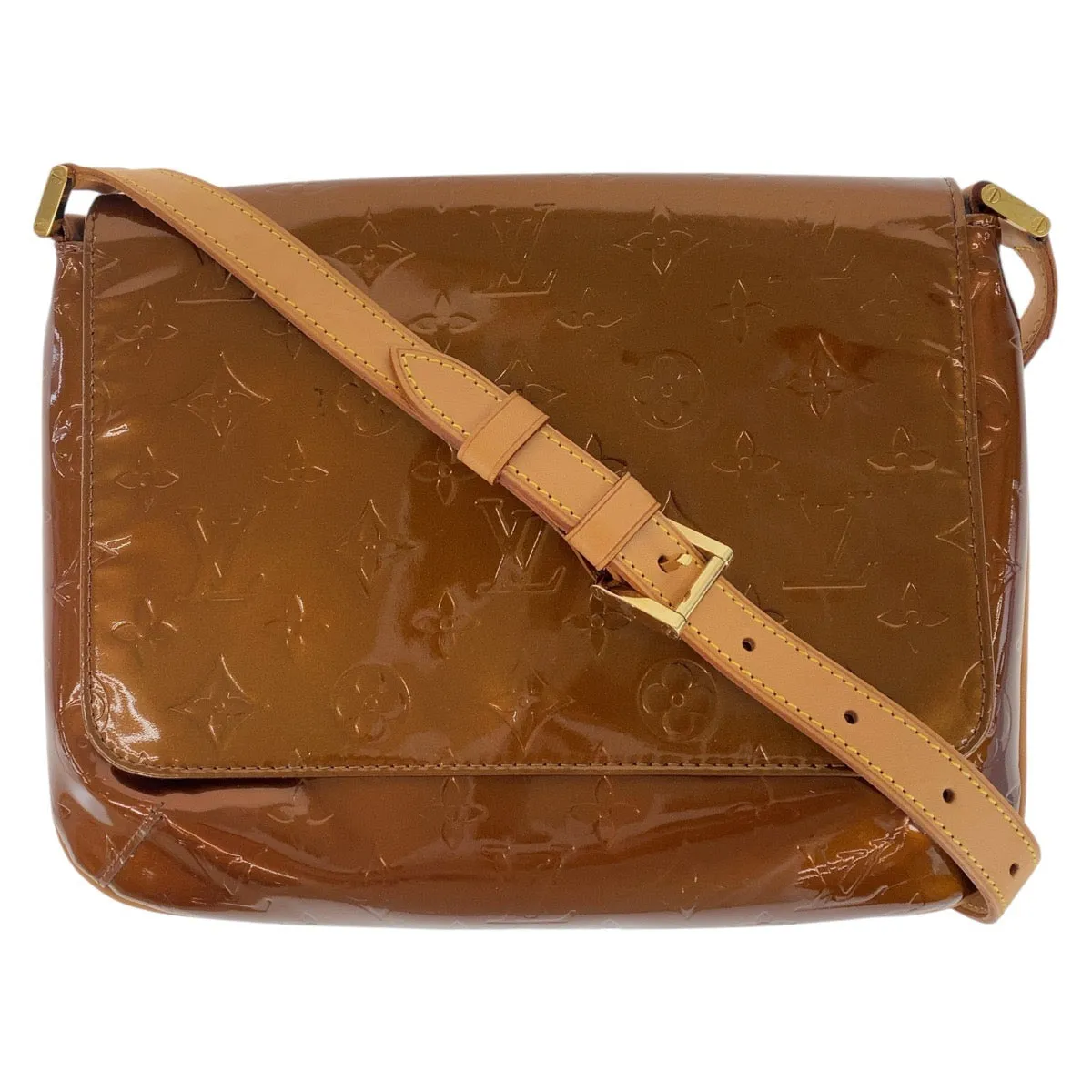 LOUIS VUITTON Shoulder Bag M91124 Patent leather, leather Bronze Brown GoldMetal Shoulder Bag Messenger bag Vernis Thompson Street Women Used