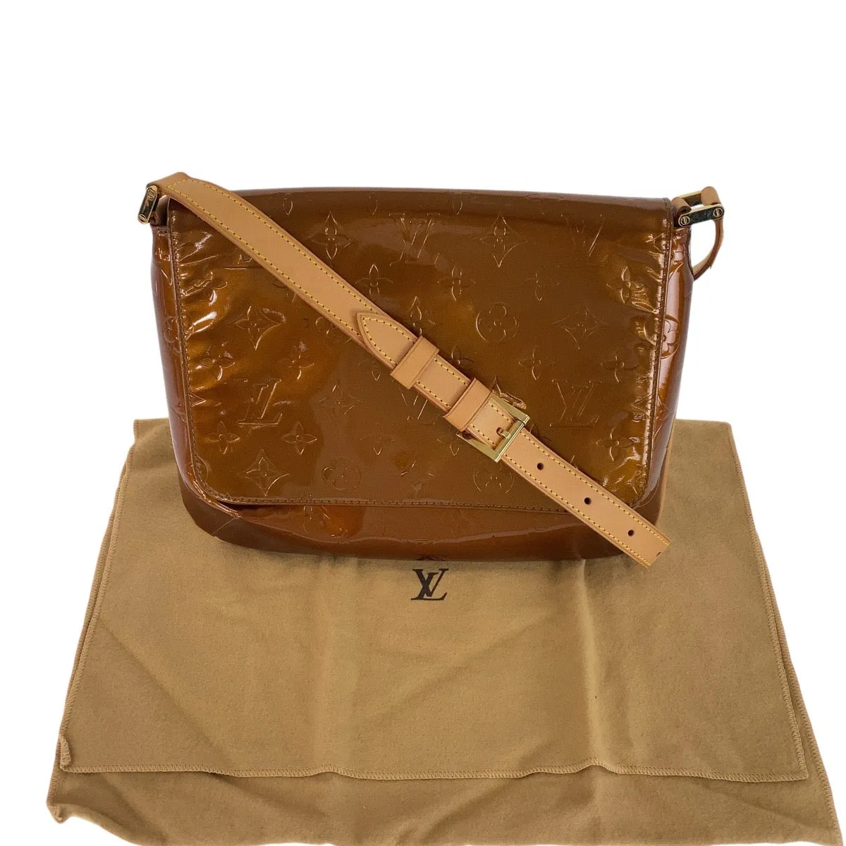 LOUIS VUITTON Shoulder Bag M91124 Patent leather, leather Bronze Brown GoldMetal Shoulder Bag Messenger bag Vernis Thompson Street Women Used