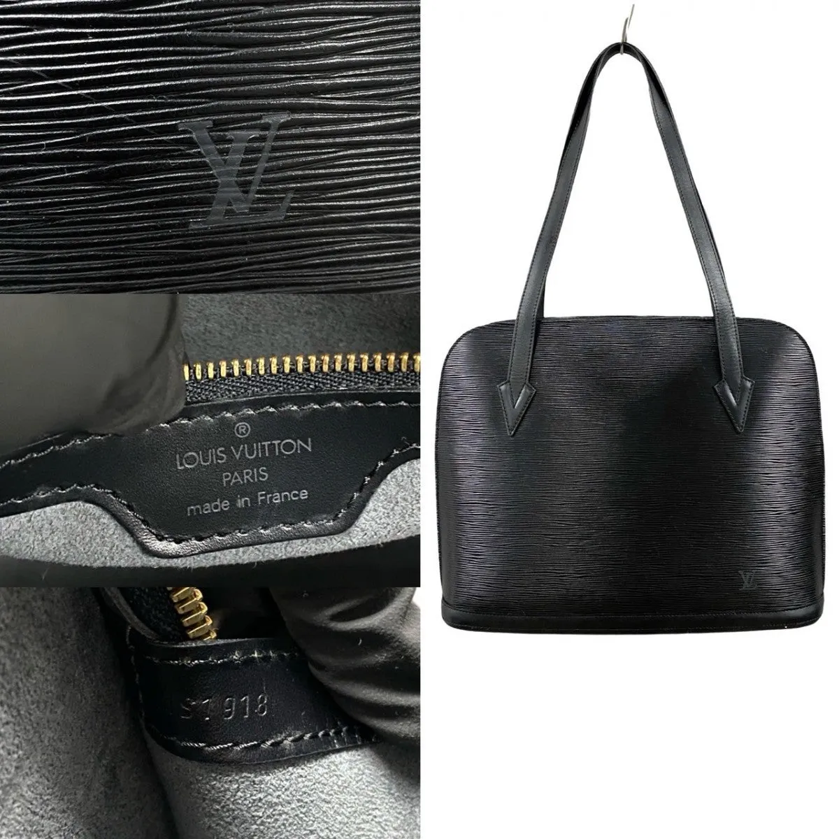 LOUIS VUITTON Tote Bag M52282 leather black Shoulder Bag Epi Lussac
