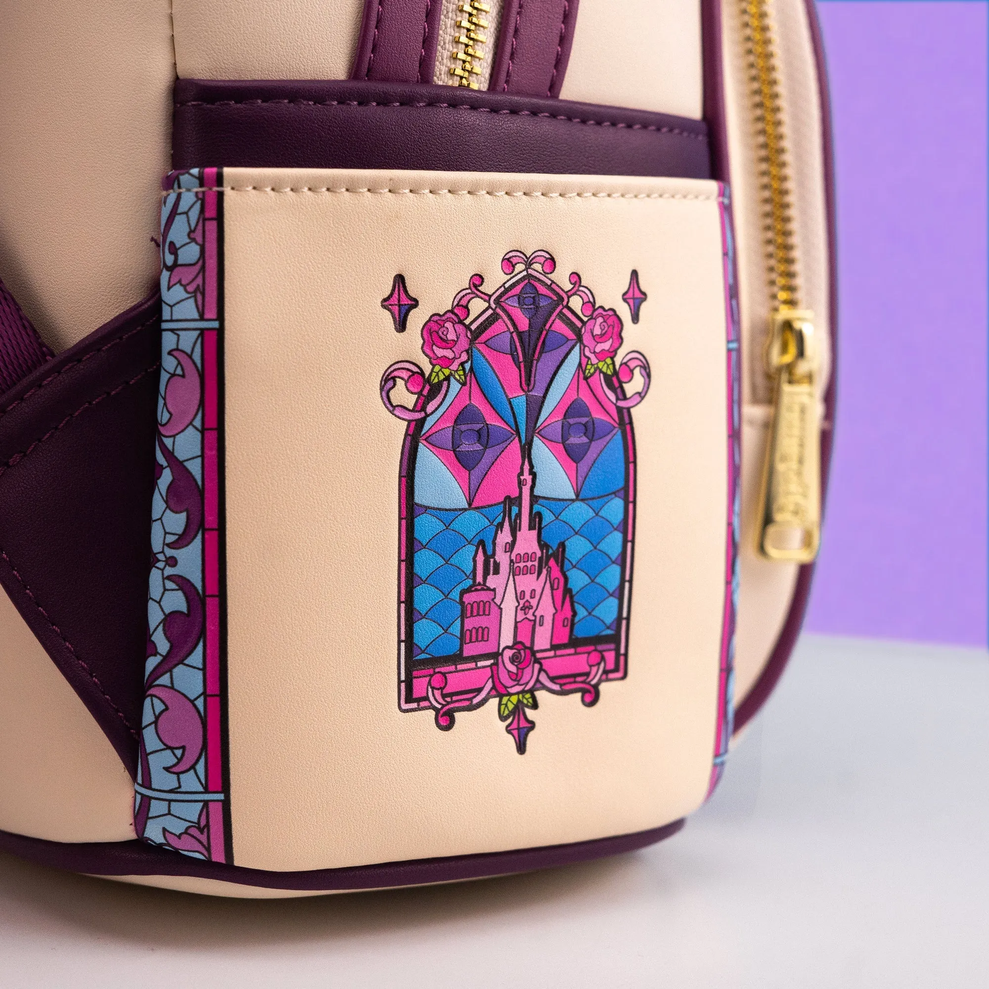 Loungefly x Disney Beauty and the Beast Stained Glass Mini Backpack