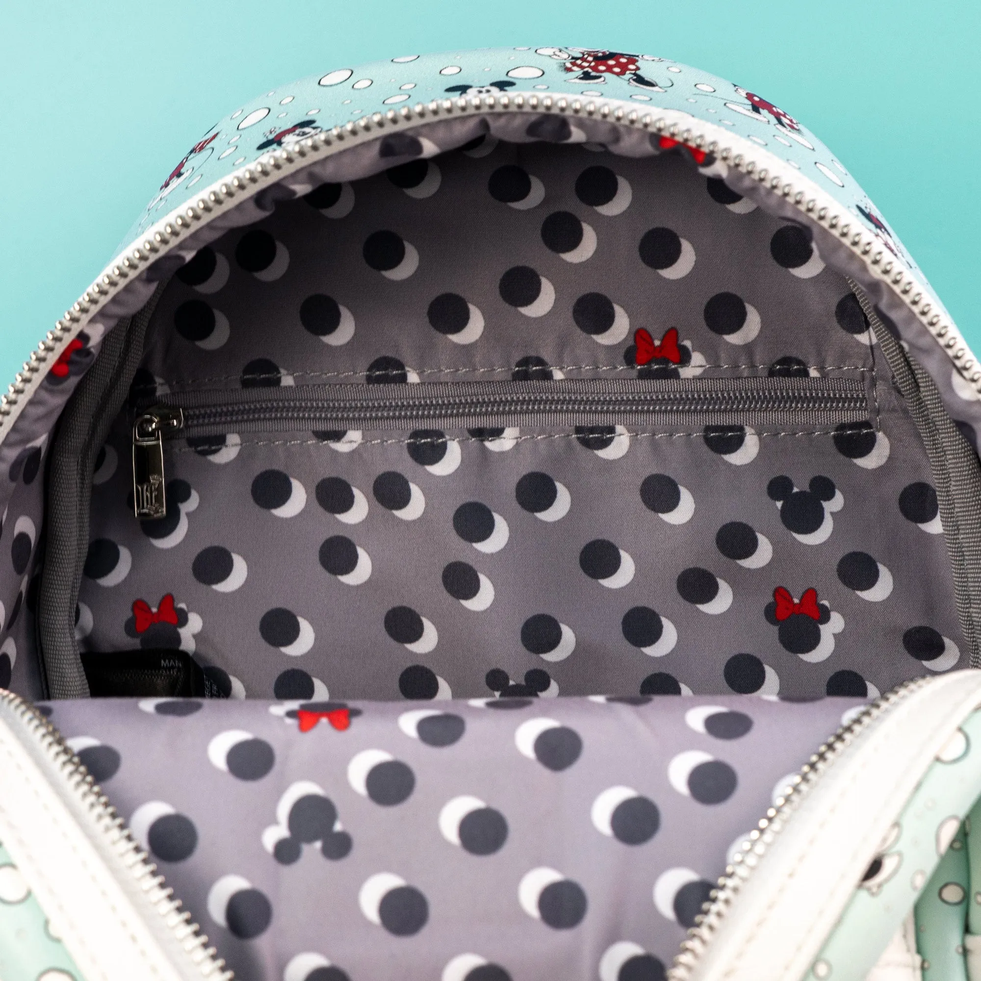 Loungefly x Disney Mickey and Minnie Mouse Snowball AOP Mini Backpack
