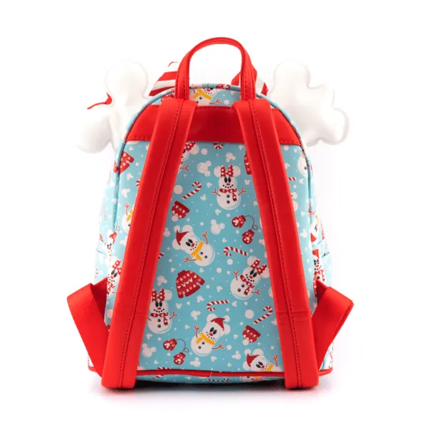 Loungefly x Disney Mickey and Minnie Mouse Snowman Print Mini Backpack and Headband Set