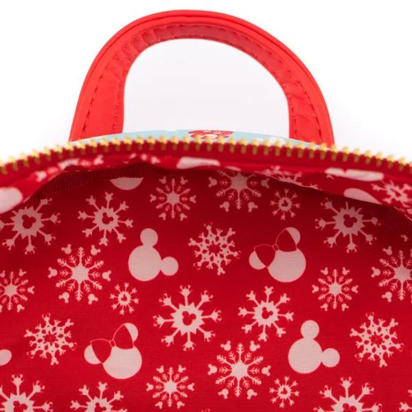 Loungefly x Disney Mickey and Minnie Mouse Snowman Print Mini Backpack and Headband Set