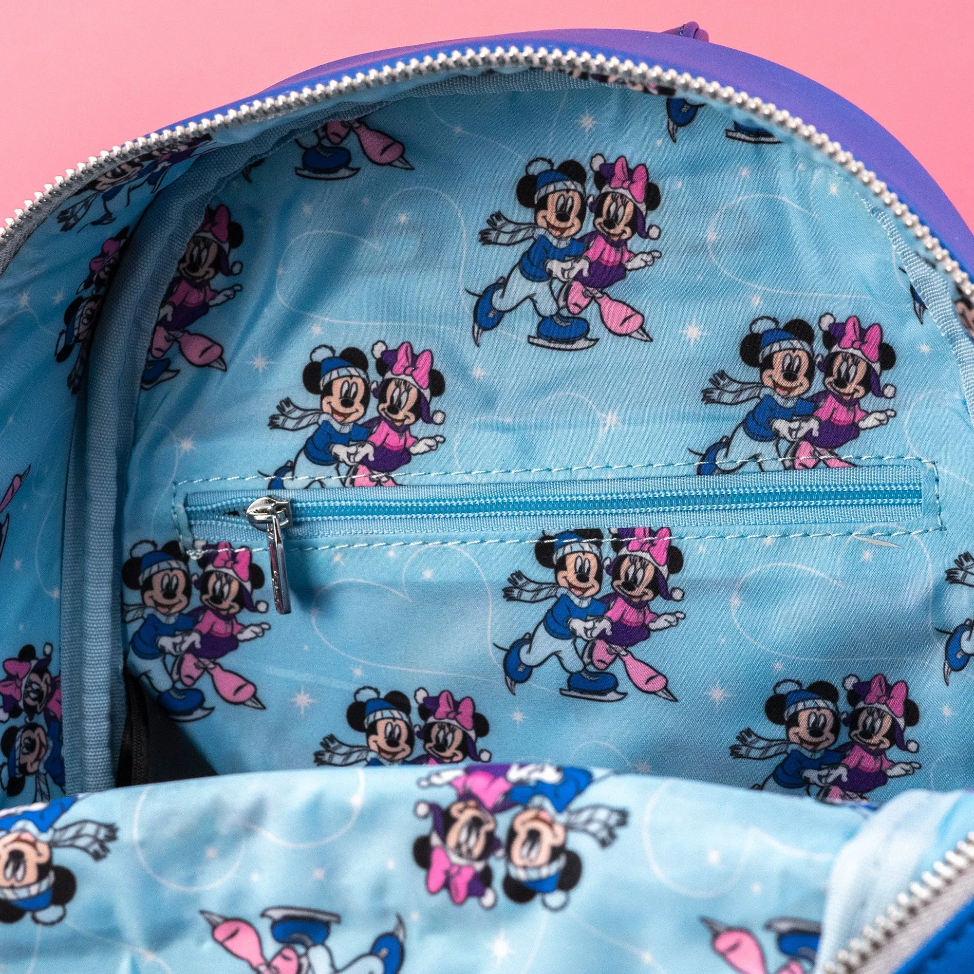 Loungefly x Disney Mickey and Minnie Mouse Winter Ice Skating Mini Backpack
