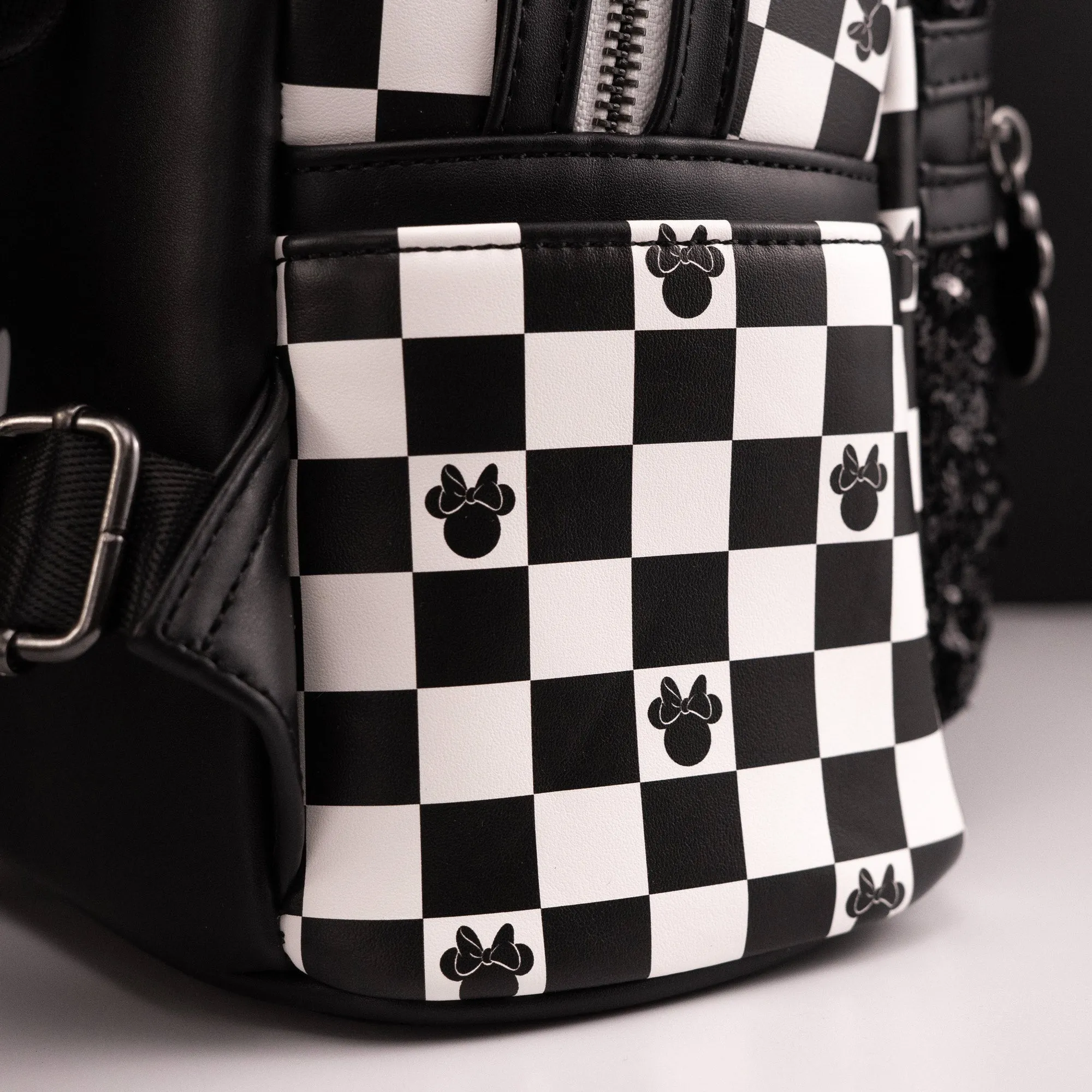 Loungefly x Disney Minnie Mouse Checkerboard Sequin Mini Backpack