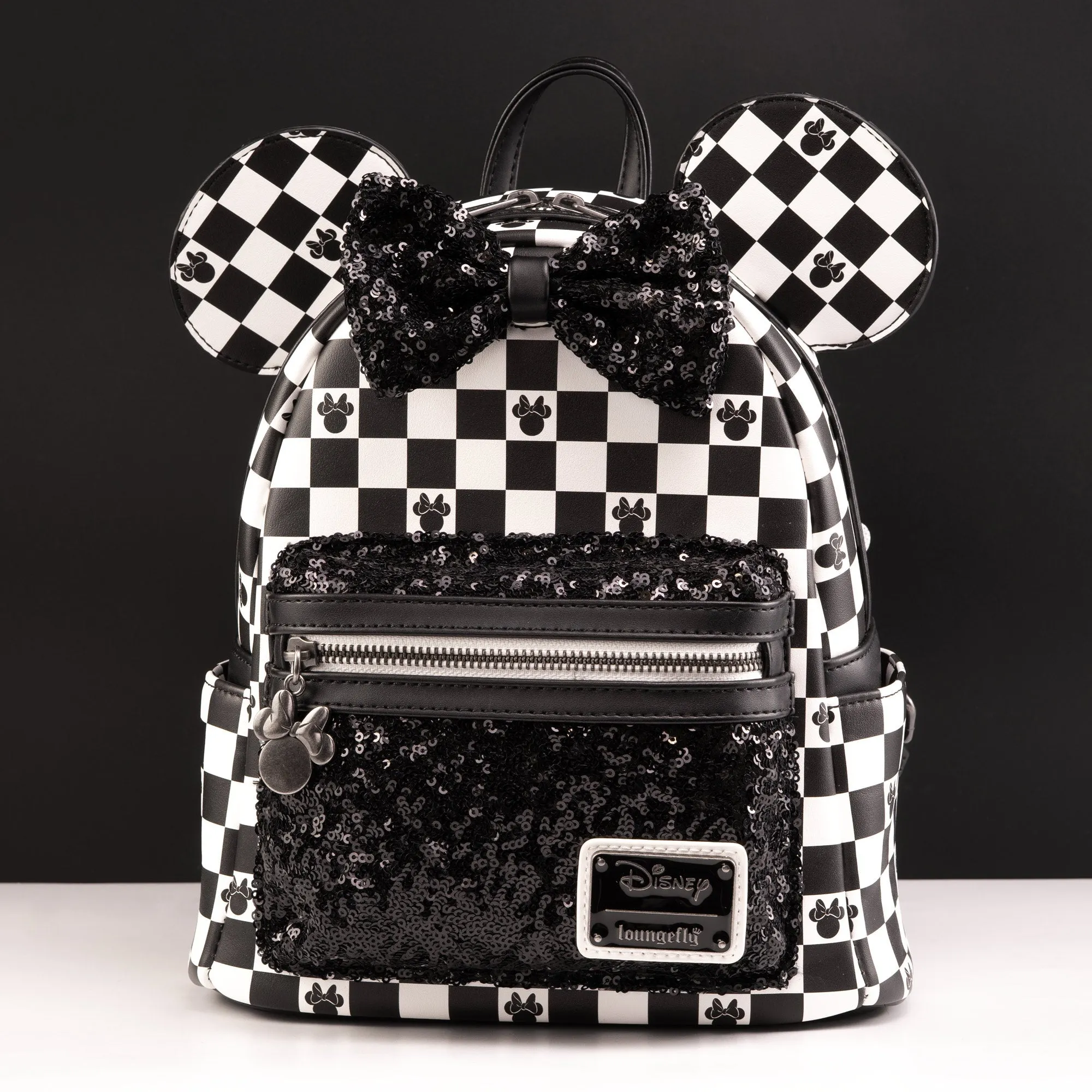 Loungefly x Disney Minnie Mouse Checkerboard Sequin Mini Backpack