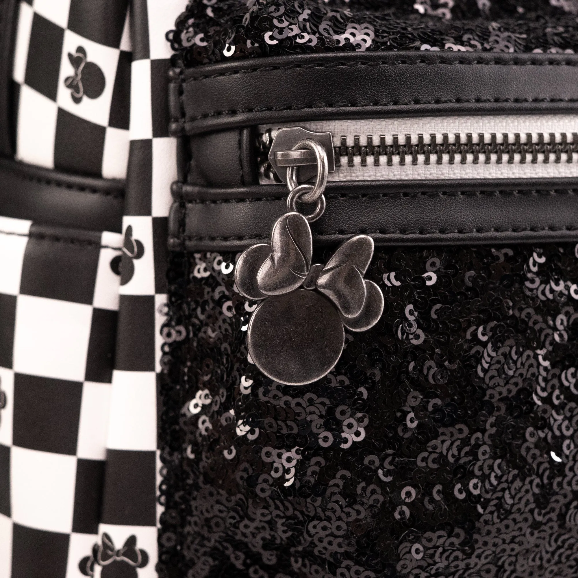 Loungefly x Disney Minnie Mouse Checkerboard Sequin Mini Backpack