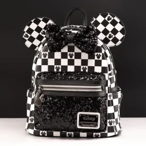 Loungefly x Disney Minnie Mouse Checkerboard Sequin Mini Backpack