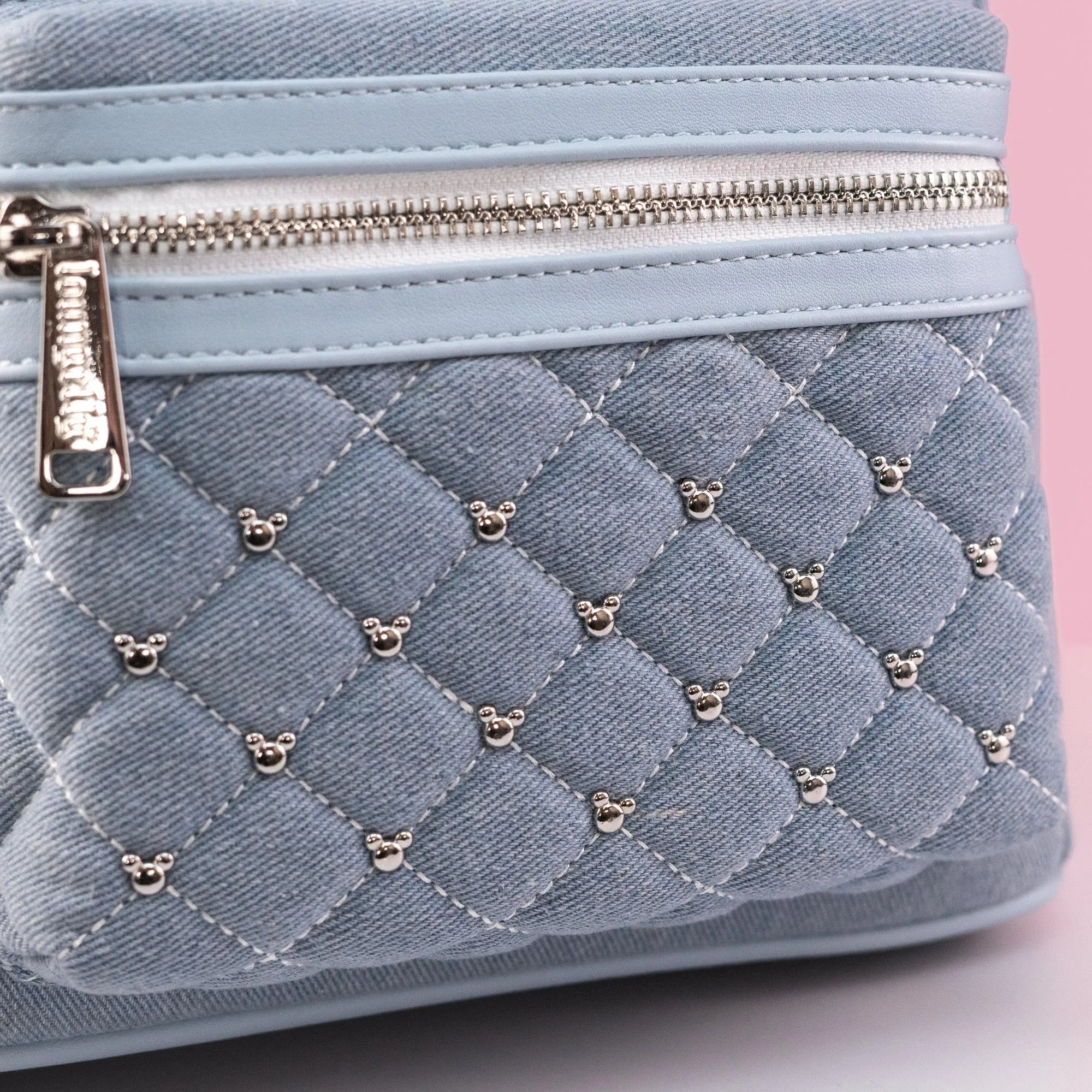 Loungefly x Disney Minnie Mouse Denim Quilted Mini Backpack