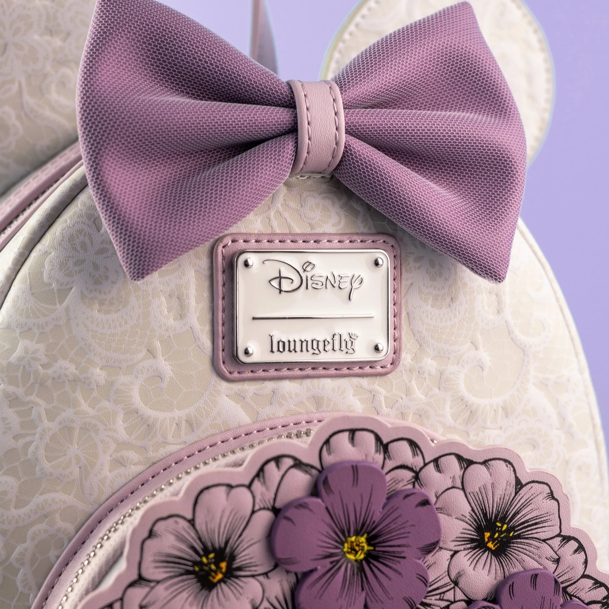 Loungefly x Disney Minnie Mouse Floral Wedding Bouquet Mini Backpack