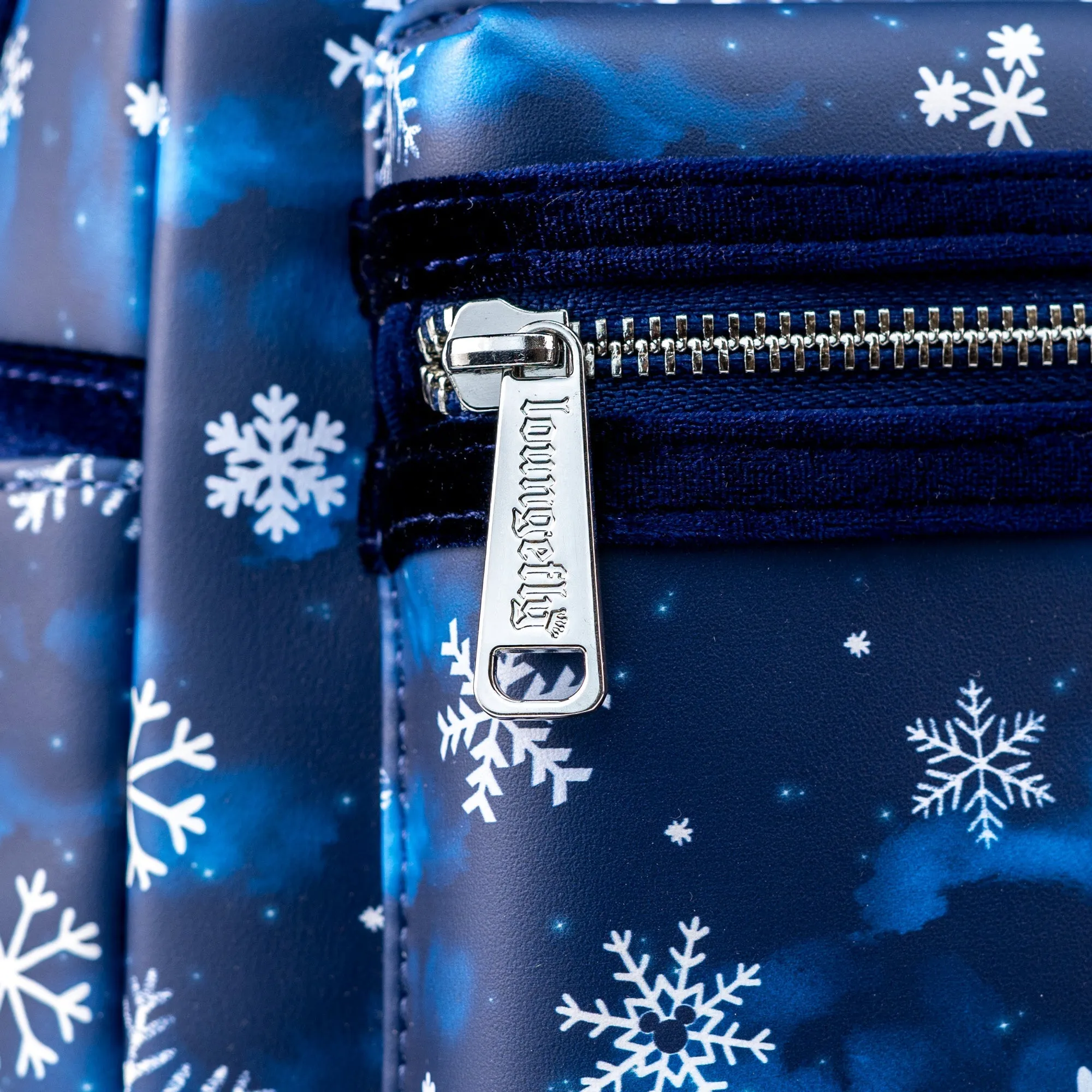 Loungefly x Disney Minnie Mouse Velvet Snowflakes Mini Backpack
