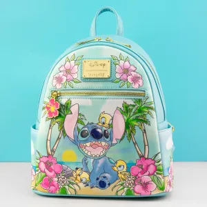 Loungefly x Disney Stitch with Ducklings Tropical Mini Backpack