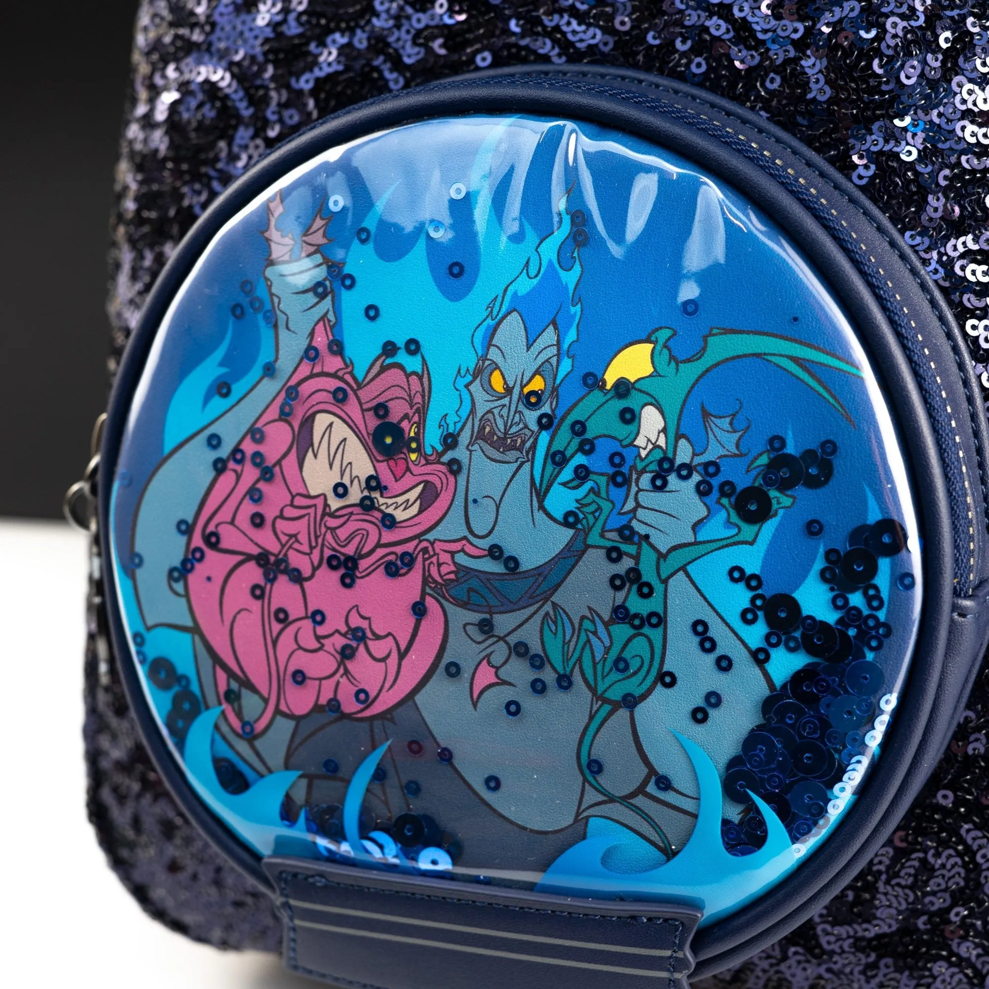 Loungefly x Disney Villains Hercules Hades, Panic and Pain Snow Globe Mini Backpack