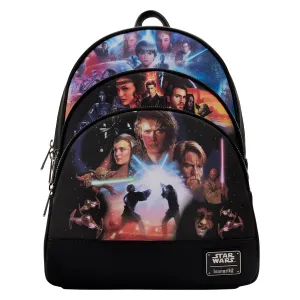 Loungefly x Star Wars Prequel Trilogy Triple Pocket Mini Backpack