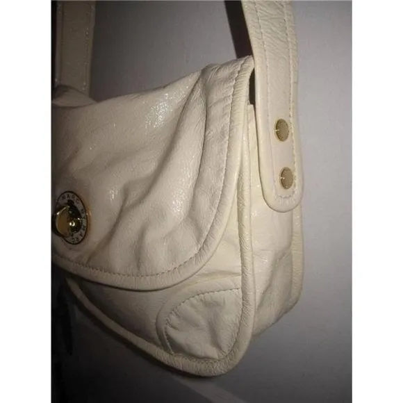 Marc Jacobs, NWT, ivory patent leather and gold, large, satchel, shoulder purse
