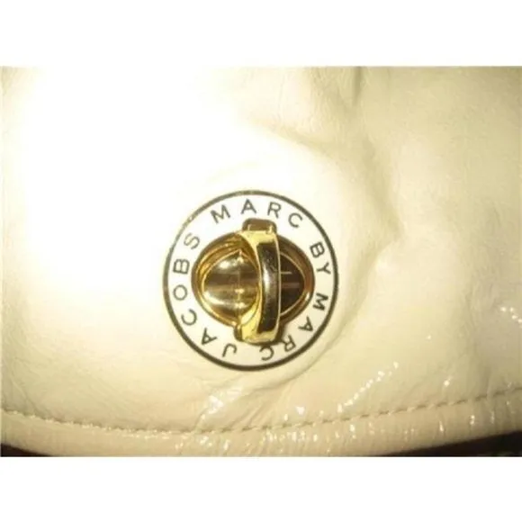 Marc Jacobs, NWT, ivory patent leather and gold, large, satchel, shoulder purse