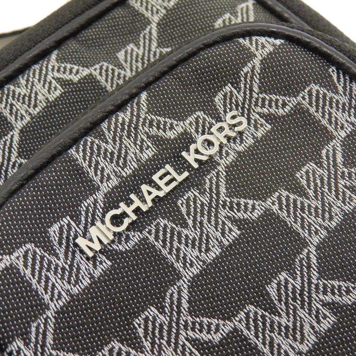 MICHAEL KORS Shoulder Bag canvas black MK signature Women Used