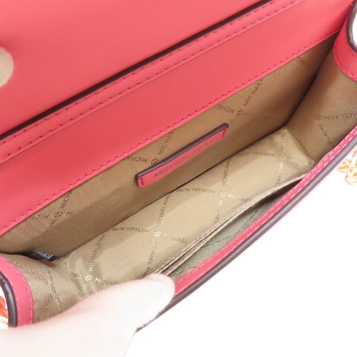 MICHAEL KORS Shoulder Bag leather pink ChainShoulder Women Used