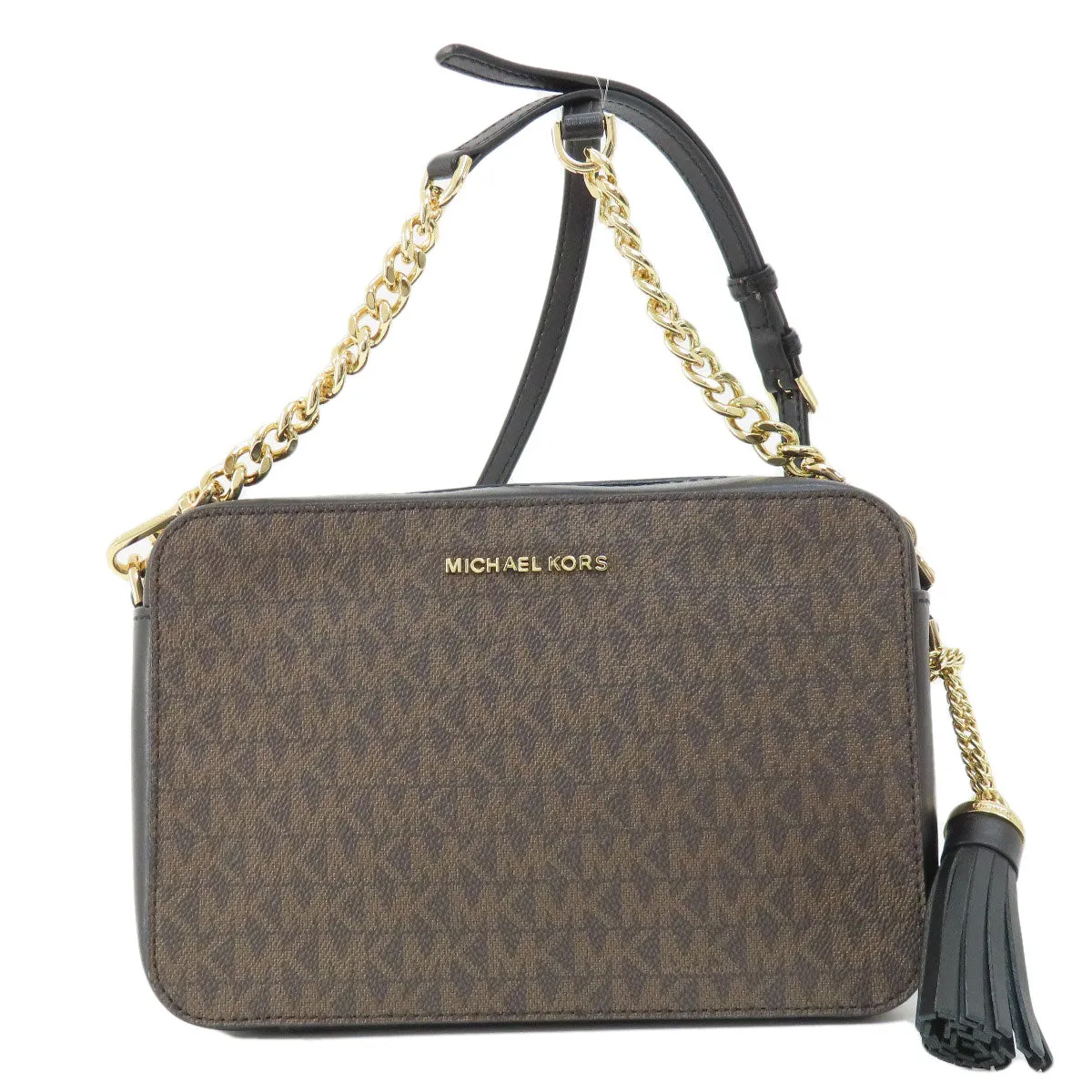 MICHAEL KORS Shoulder Bag PVC black MK signature Women Used