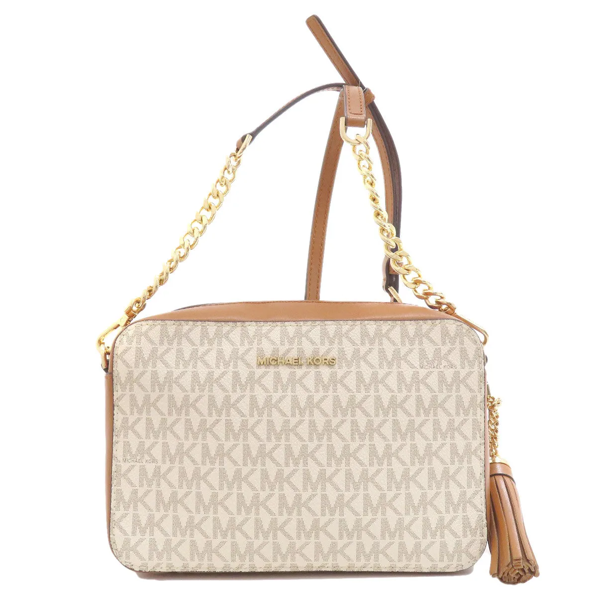 MICHAEL KORS Shoulder Bag PVC white MK signature Women Used
