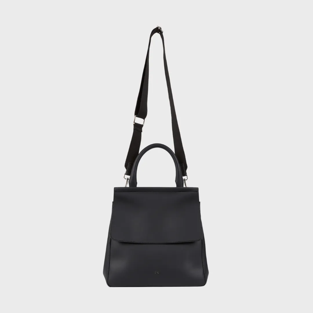 MILAN MATTE VEGAN LEATHER HAND AND SLING BAG BLACK