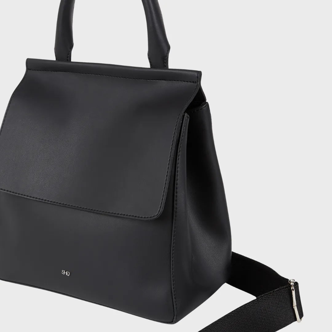 MILAN MATTE VEGAN LEATHER HAND AND SLING BAG BLACK