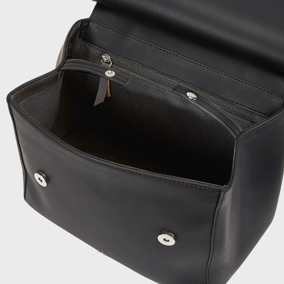 MILAN MATTE VEGAN LEATHER HAND AND SLING BAG BLACK
