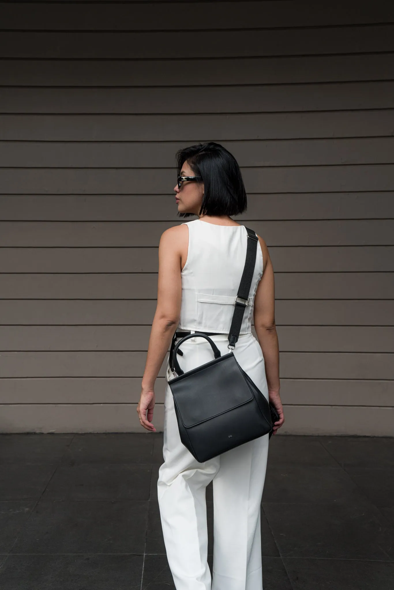 MILAN MATTE VEGAN LEATHER HAND AND SLING BAG BLACK