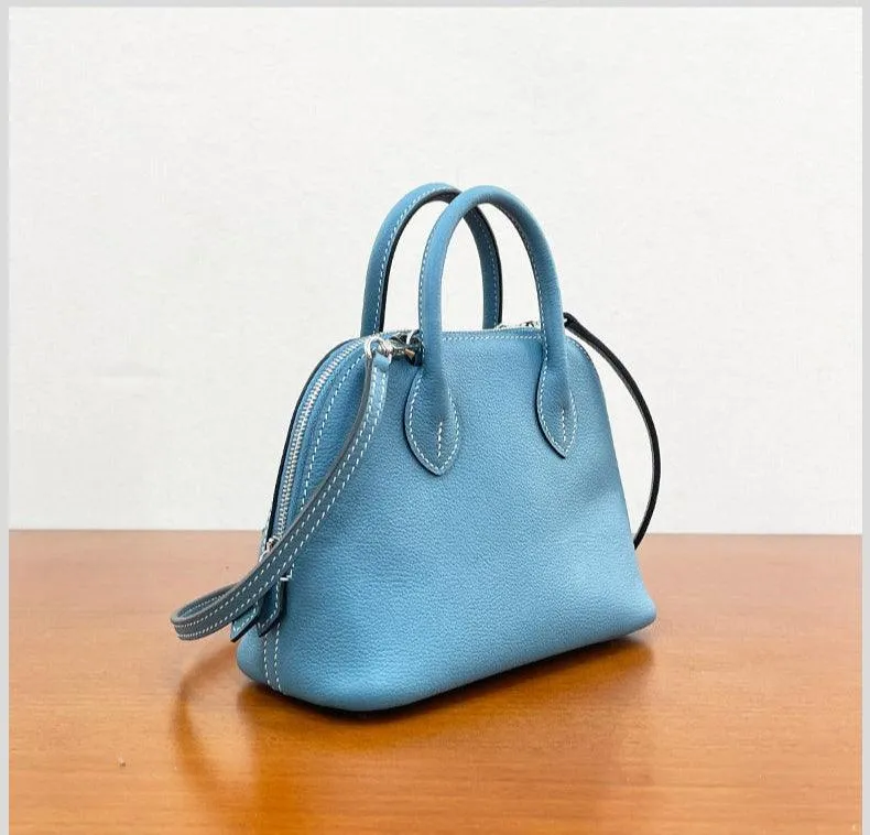 Mini Emma Luxurious Two-way Premium Italian Leather Bag | Handcrafted Full-grain Eve Calf Leather Shoulder Bag