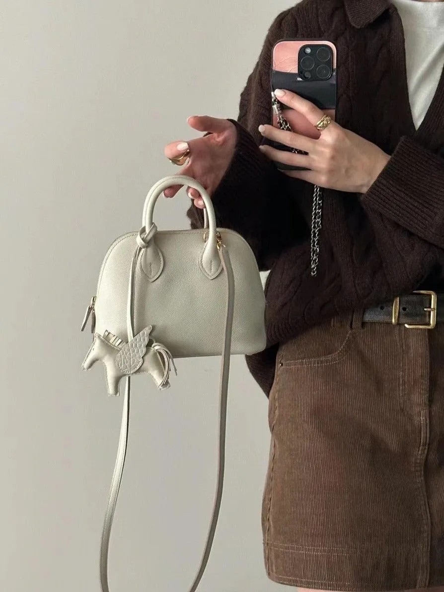 Mini Emma Luxurious Two-way Premium Italian Leather Bag | Handcrafted Full-grain Eve Calf Leather Shoulder Bag