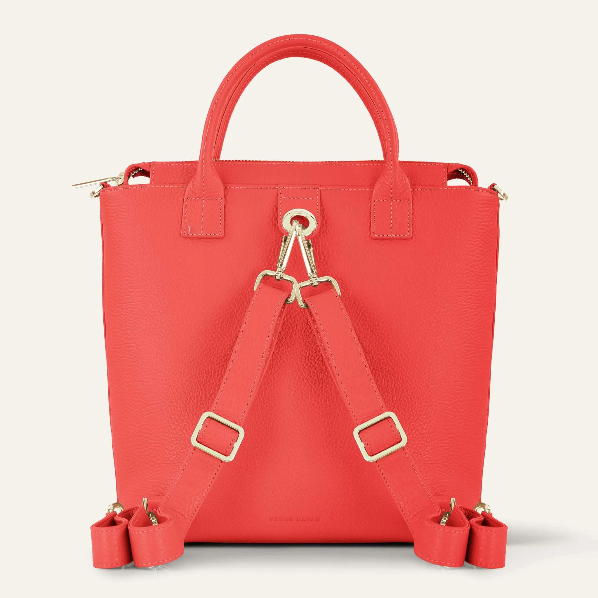 Mini P Backpack | Coral with Gold hardware