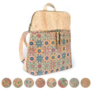 Natural Cork and Printed Cork Women's Backpack BAGF-072