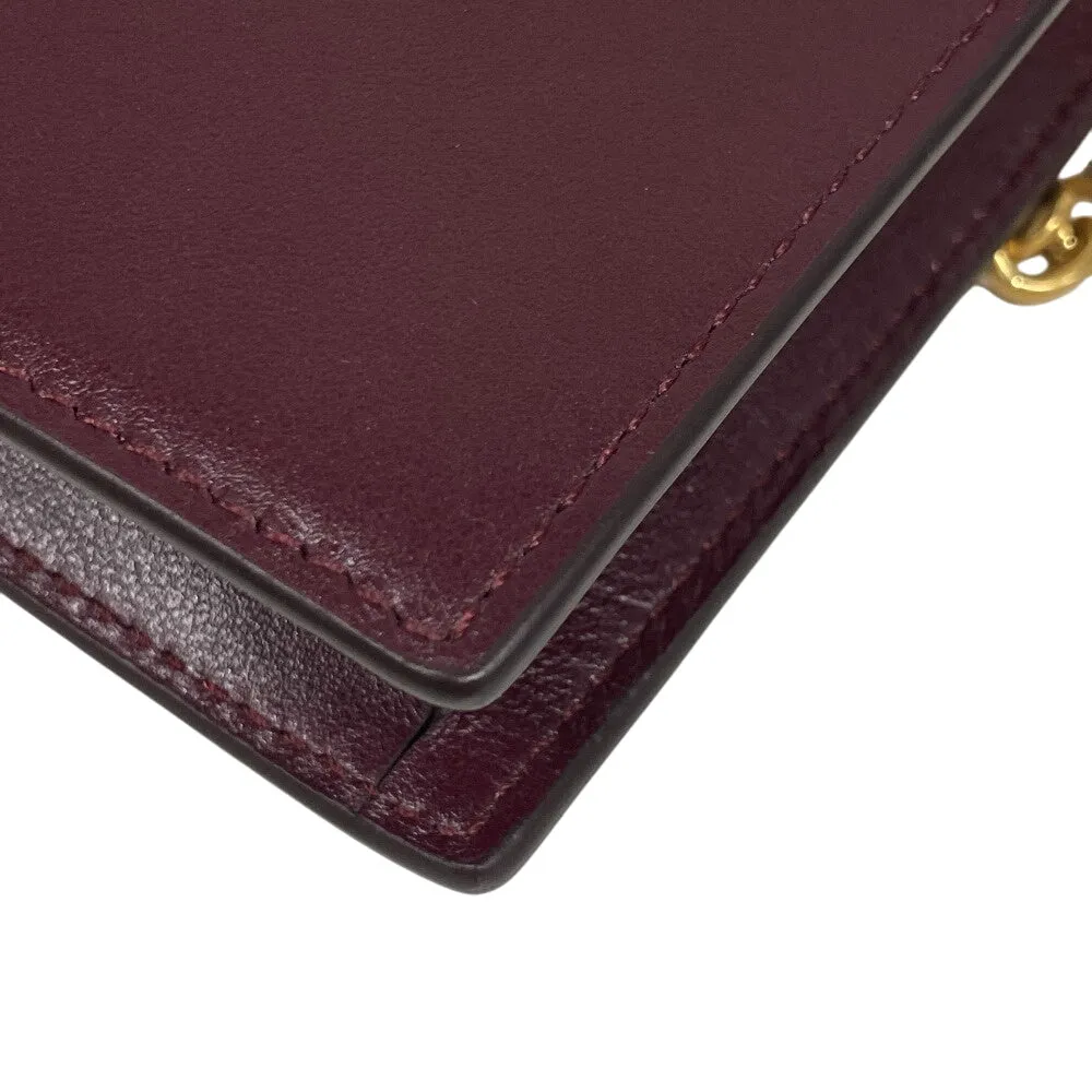 POLO RALPH LAUREN Shoulder Bag leather wine-red Chain wallet Polo ID Women Used