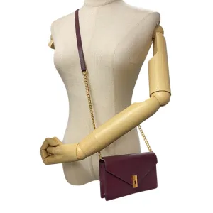 POLO RALPH LAUREN Shoulder Bag leather wine-red Chain wallet Polo ID Women Used