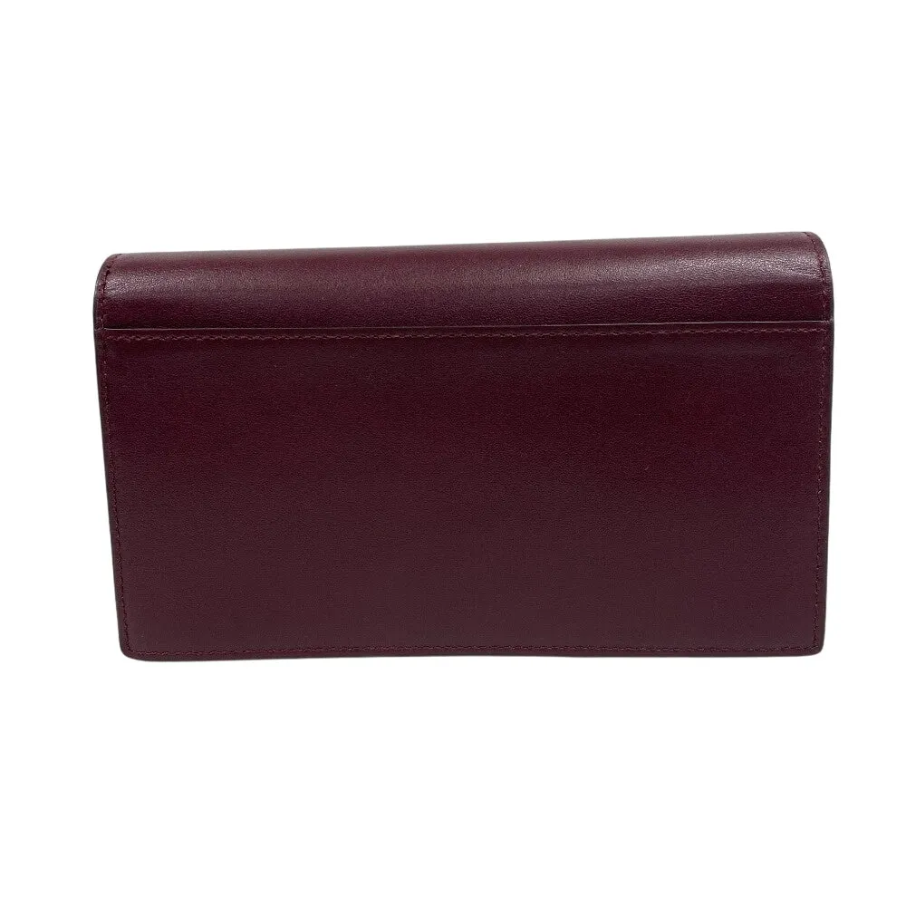 POLO RALPH LAUREN Shoulder Bag leather wine-red Chain wallet Polo ID Women Used