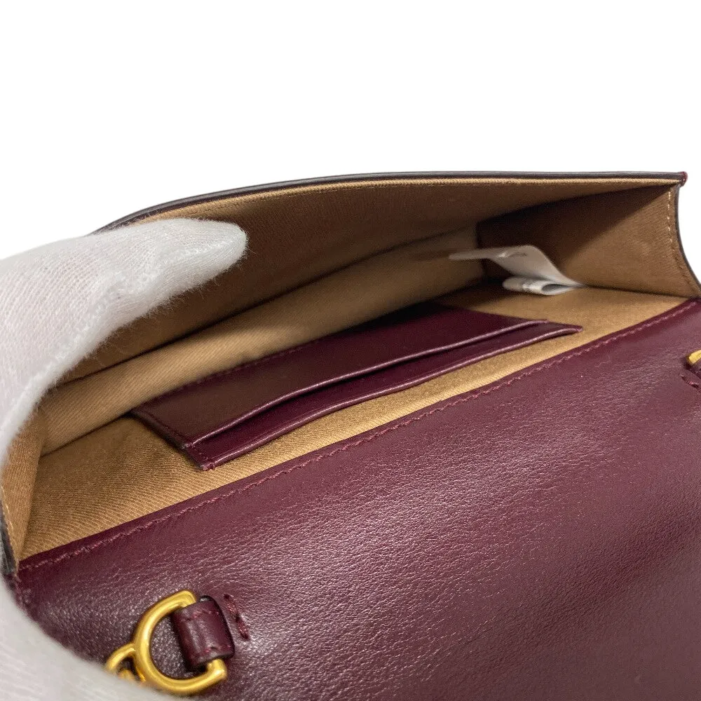 POLO RALPH LAUREN Shoulder Bag leather wine-red Chain wallet Polo ID Women Used