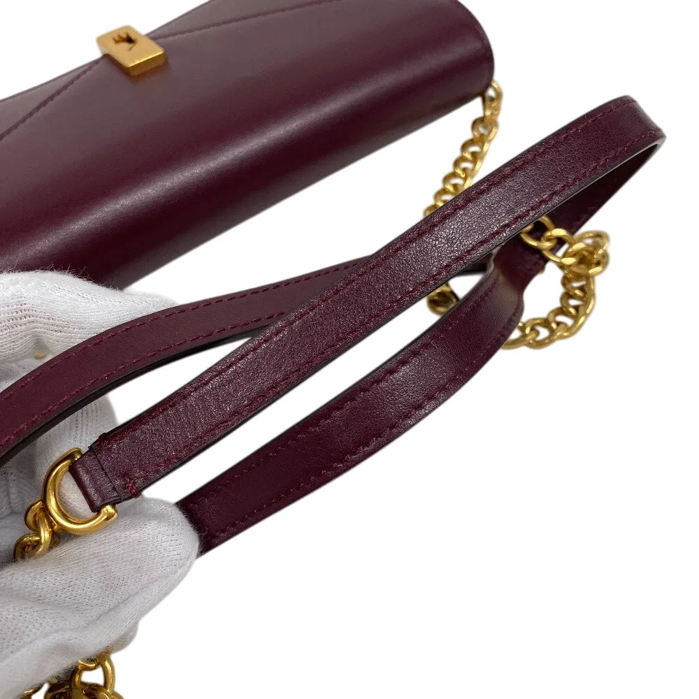 POLO RALPH LAUREN Shoulder Bag leather wine-red Chain wallet Polo ID Women Used