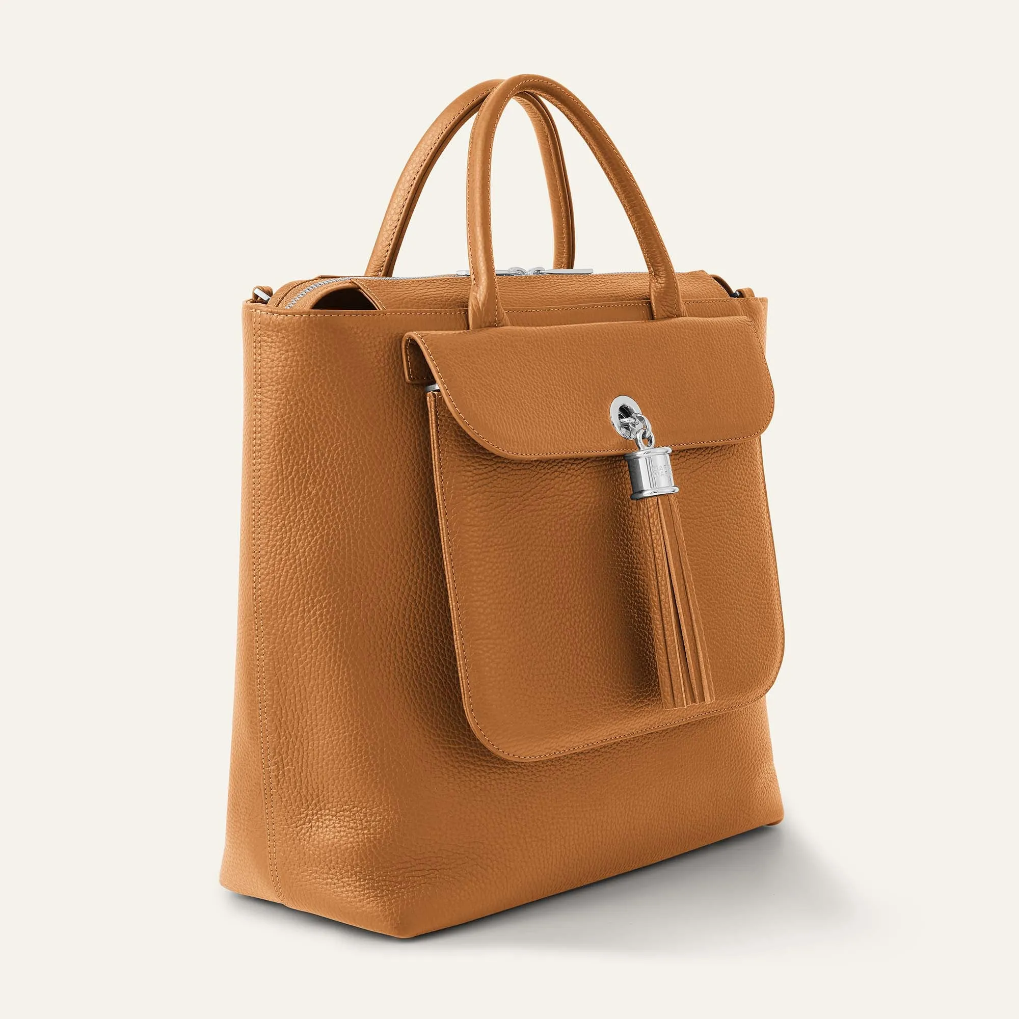 Poppy Backpack | Tan with Silver hardware