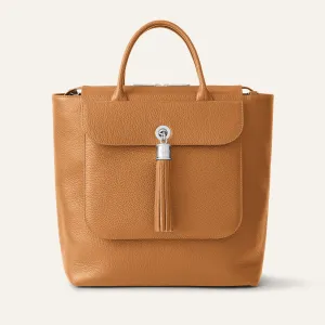 Poppy Backpack | Tan with Silver hardware