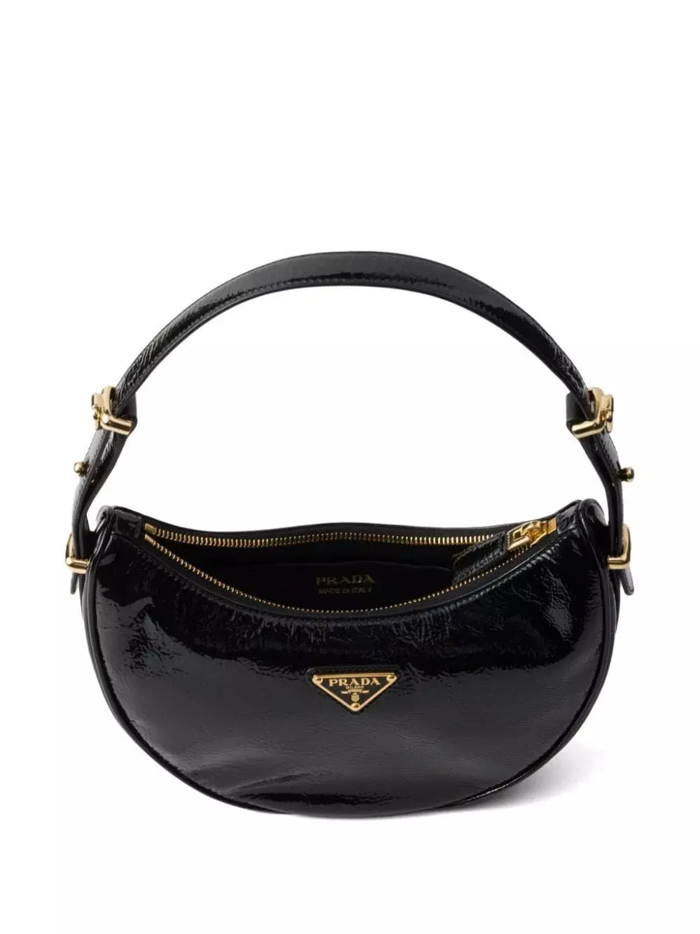 prada arqu?? naplak patent leather shoulder bag