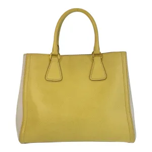 PRADA Handbag leather Yellow Gold Metal Handbag Shoulder Bag 2way Safiano Women Used