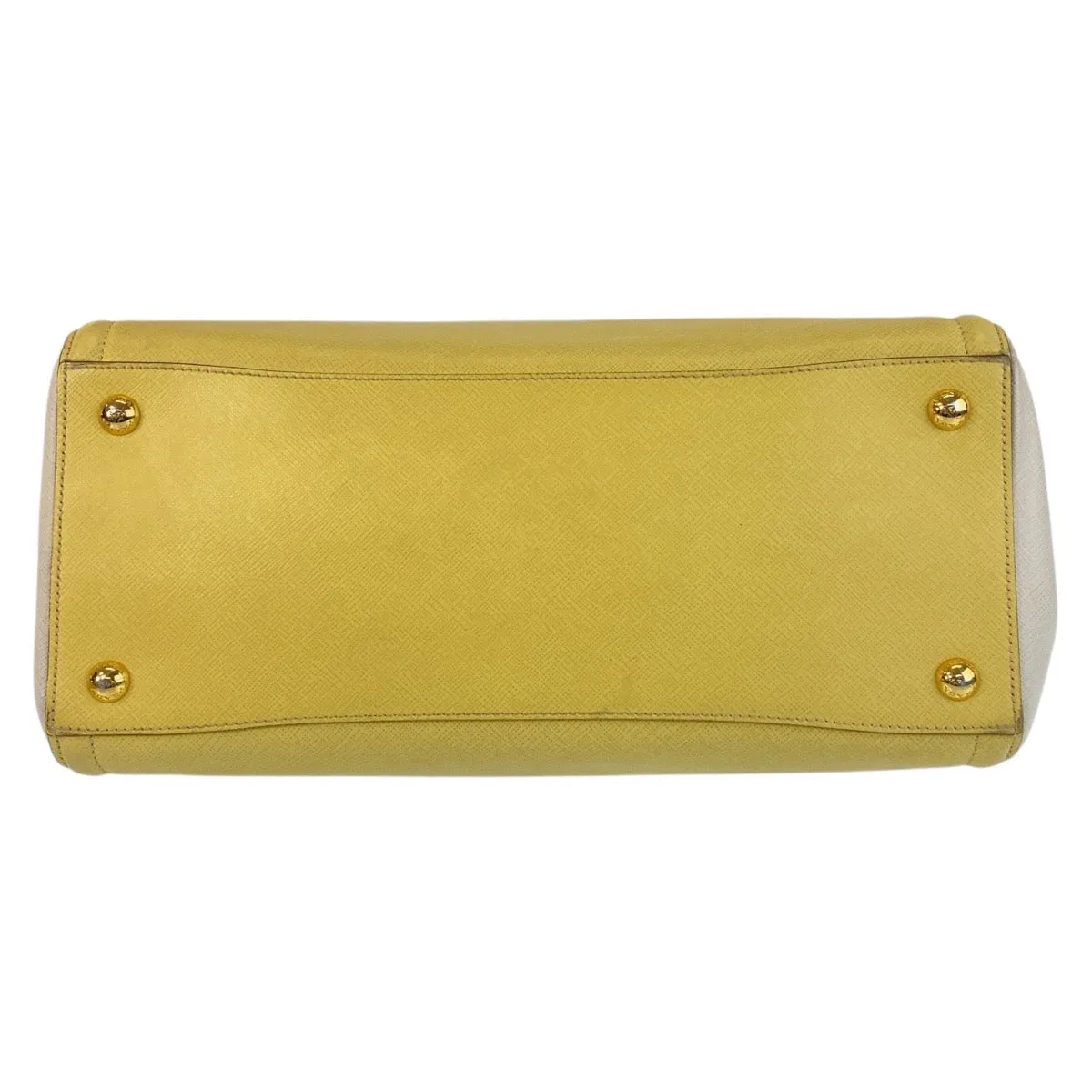 PRADA Handbag leather Yellow Gold Metal Handbag Shoulder Bag 2way Safiano Women Used
