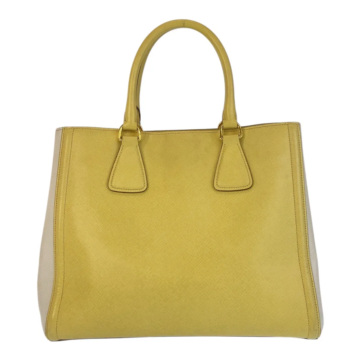 PRADA Handbag leather Yellow Gold Metal Handbag Shoulder Bag 2way Safiano Women Used